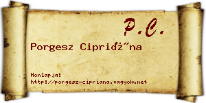 Porgesz Cipriána névjegykártya